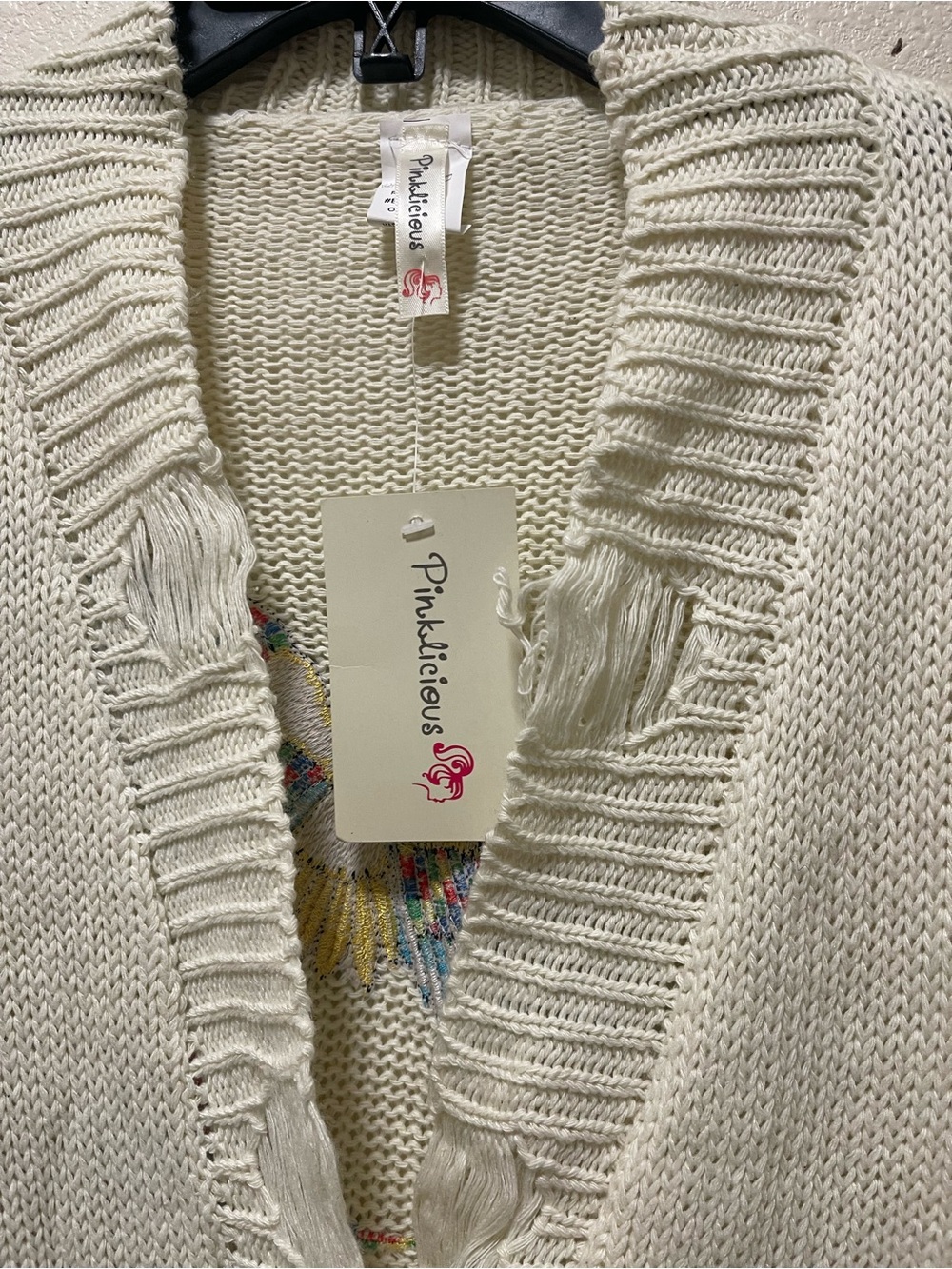 Cream Embroidered Bird Button-Front Cardigan - Picture 4 of 11